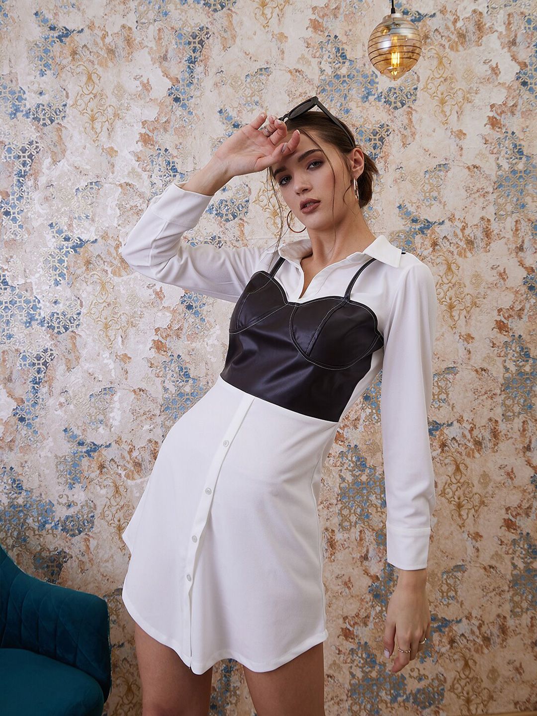 Athena Shirt Collar A-Line Party Mini Dress