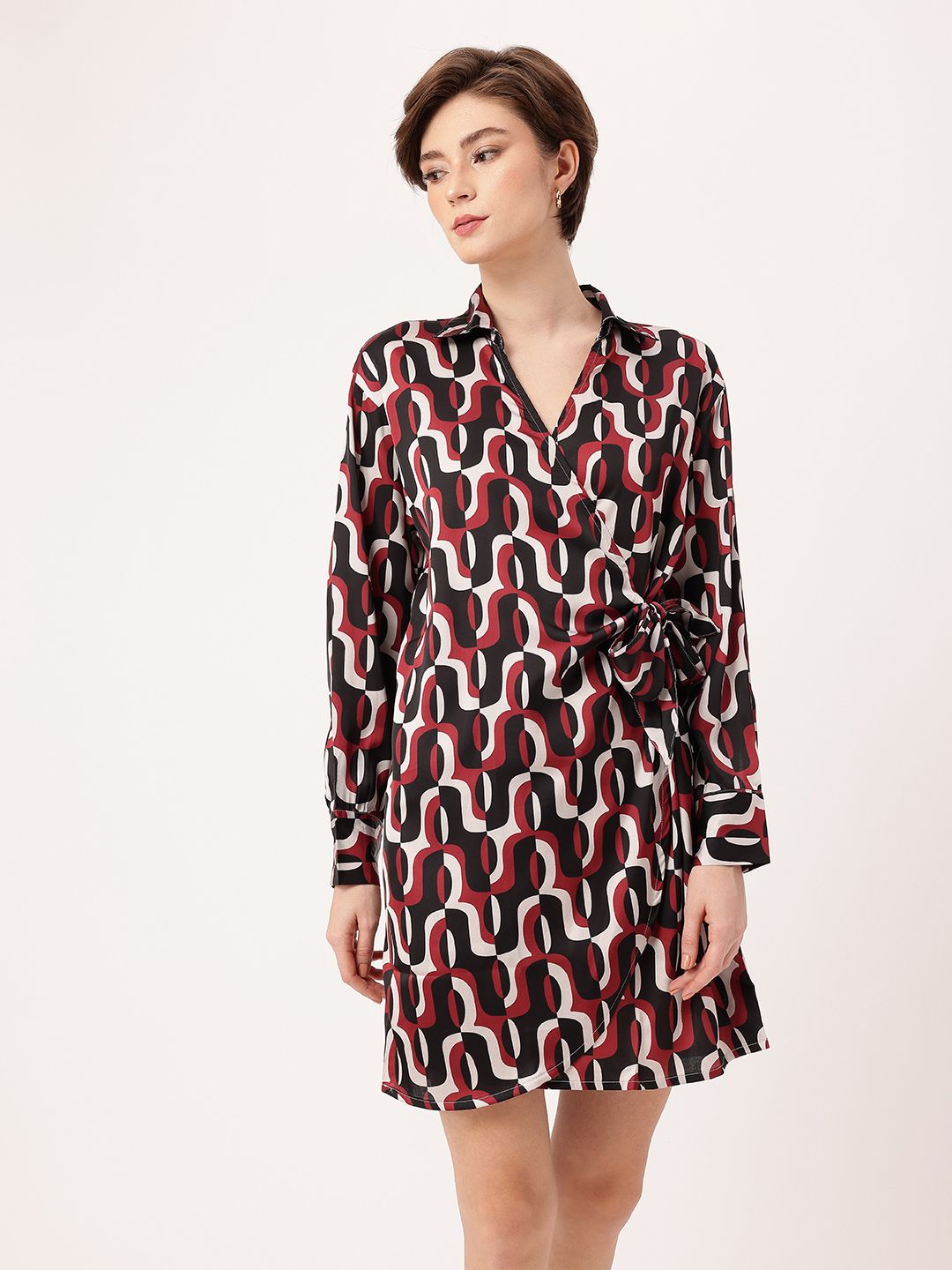 DressBerry Optical Jazz Sleek Chic Wrap Style Dress