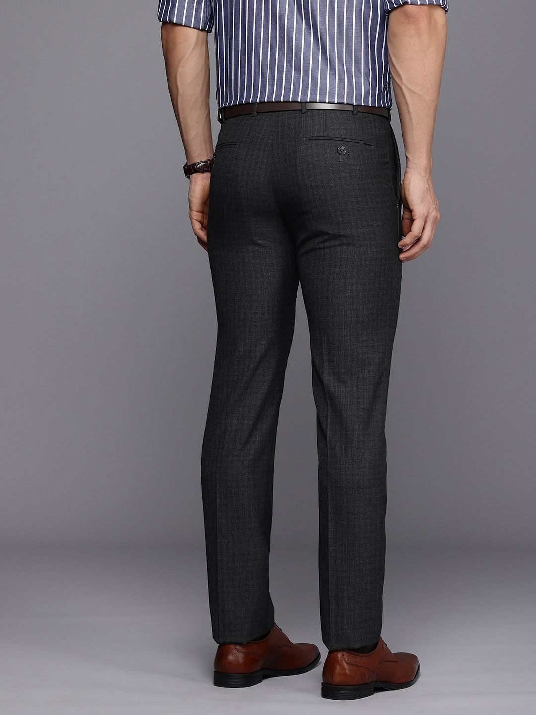 Raymond Men Checked Slim Fit Formal Trousers