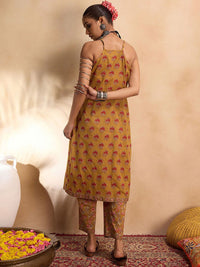 Indo Era Floral Printed Pure Cotton Straight  Kurta with Trousers