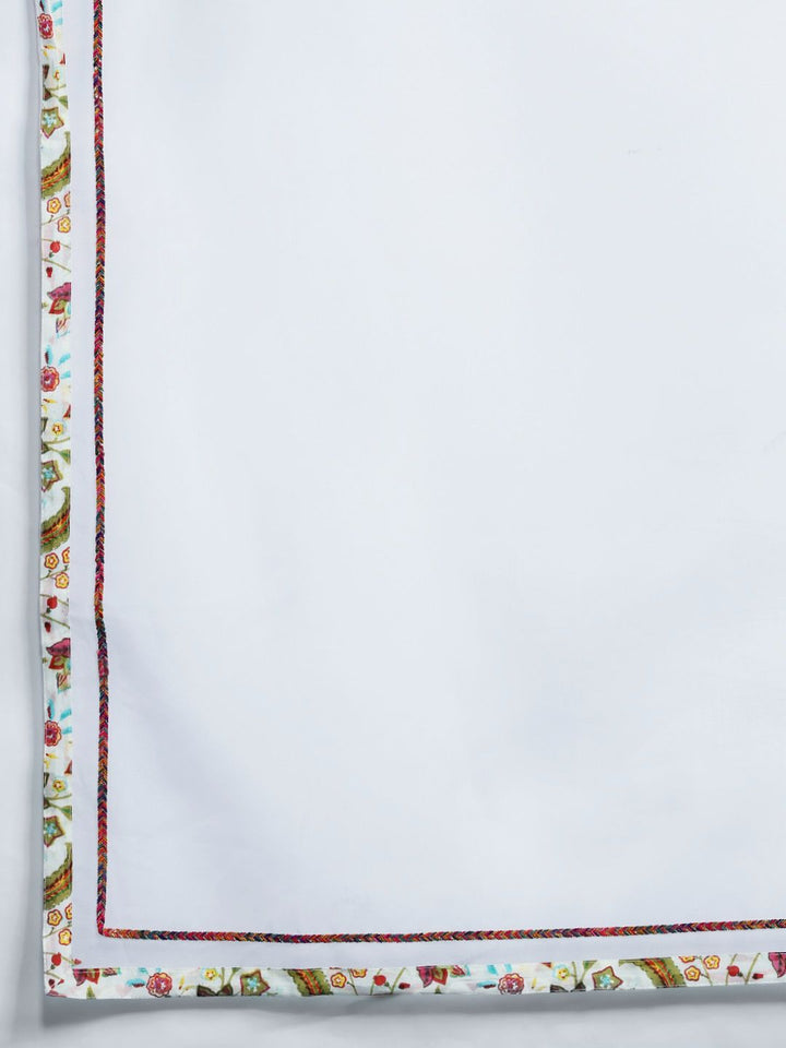 Indo Era Floral Printed Sequinned Pure Cotton Kurta With Trousers & Dupatta