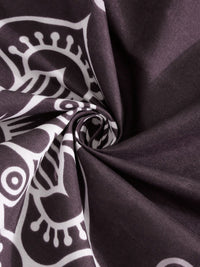 KLOTTHE Black Ethnic Motifs Printed 300TC Fitted Double King Bedsheet With 4 Pillow Cover