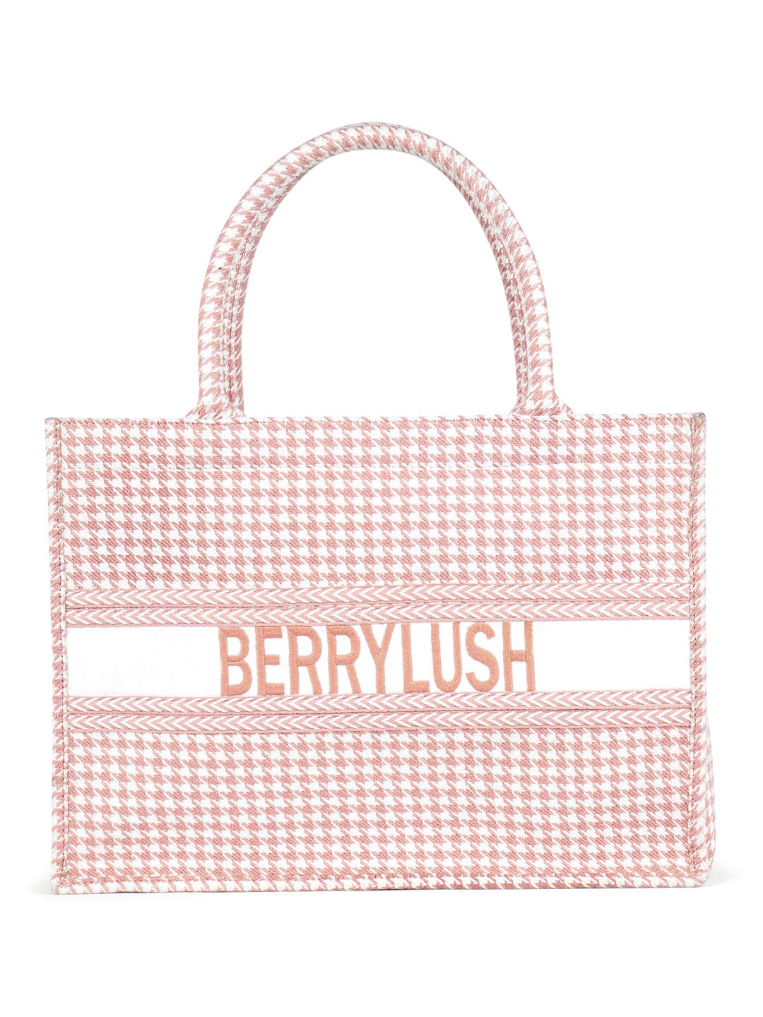 Berrylush Pink Geometric Printed Structured Tote Bag