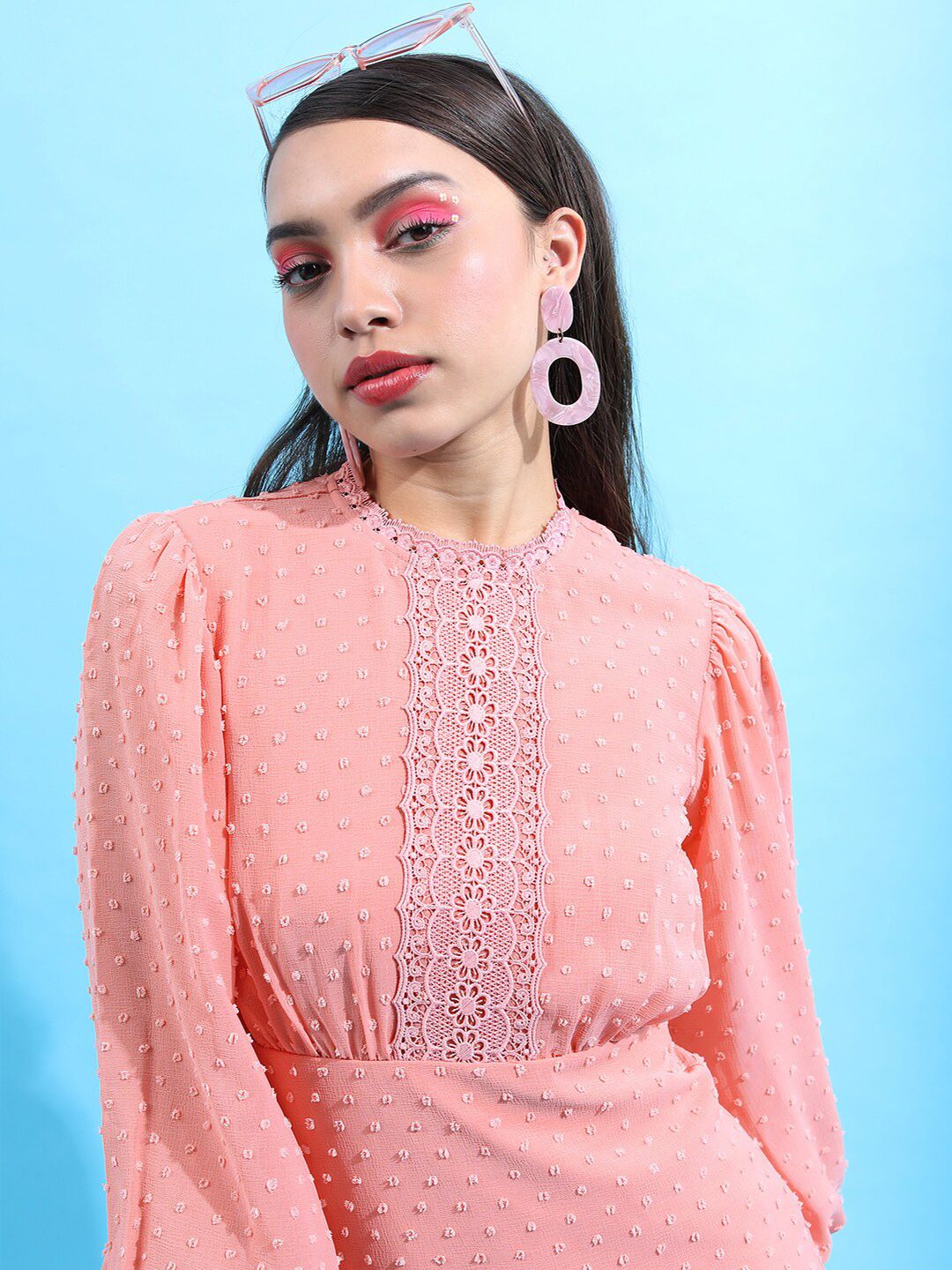 Tokyo Talkies Rose Puff Sleeve Fit & Flare Dress