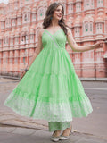 Libas Shoulder Strap Thread Work Pure Cotton Kurta with Trousers