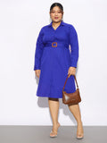 SASSAFRAS Curve Plus Size Long Sleeves Cotton Shirt Dress