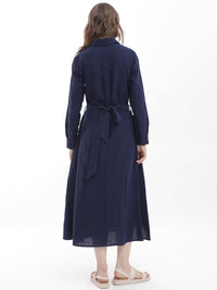 RAREISM Shirt Collar A-Line Midi Dress