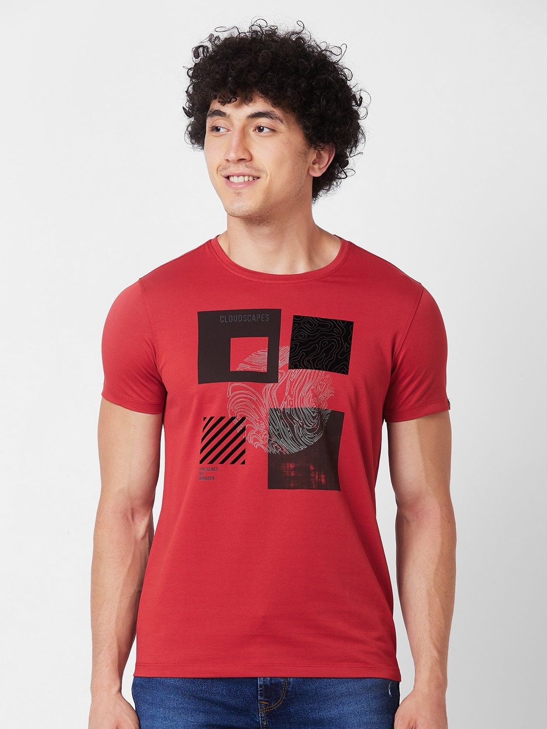SPYKAR Graphic Printed Cotton Slim Fit T-shirt