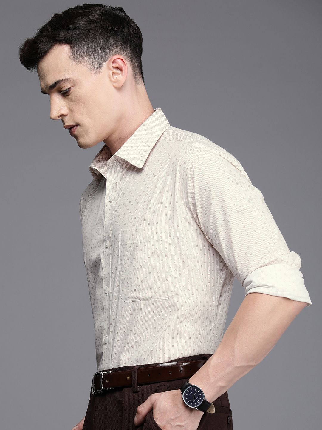 Raymond Slim Fit Striped Pure Cotton Formal Shirt