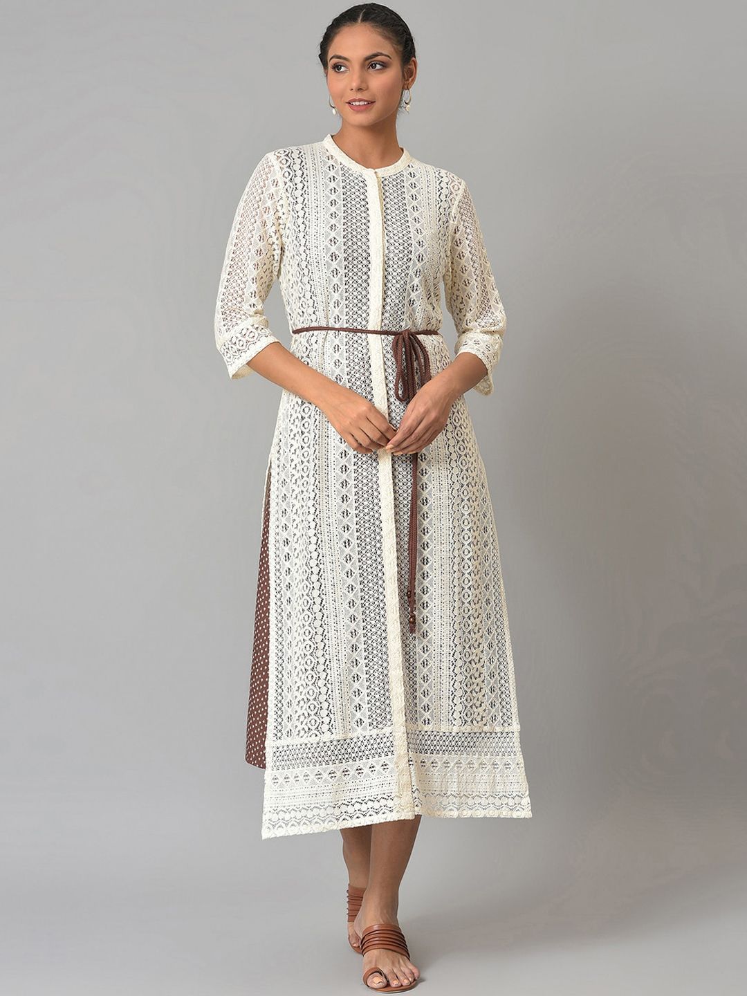 W Women Geometric Printed Cotton Kurta