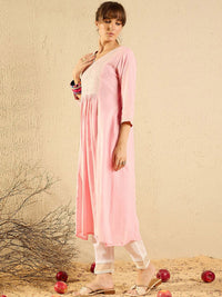 Indo Era Women Floral Cold-Shoulder Sleeves Gotta Patti Kurta