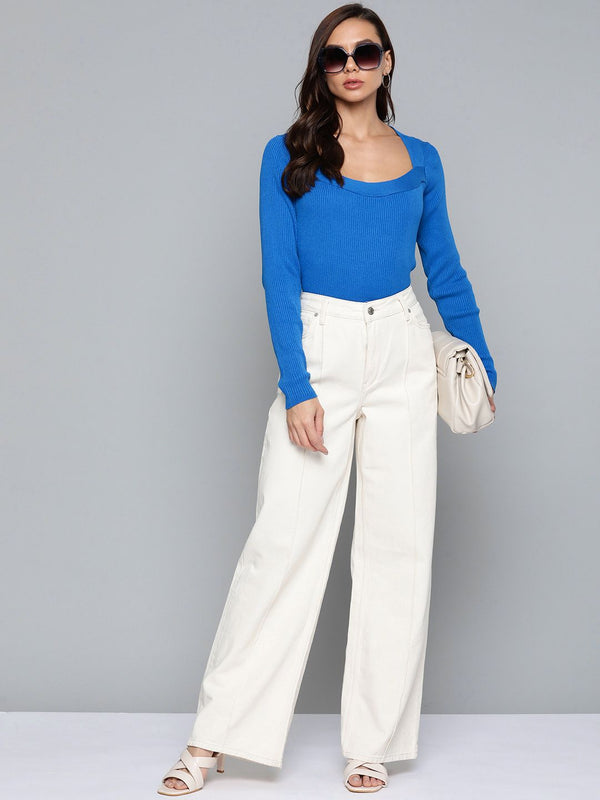 SASSAFRAS Women Blue Solid Pullover