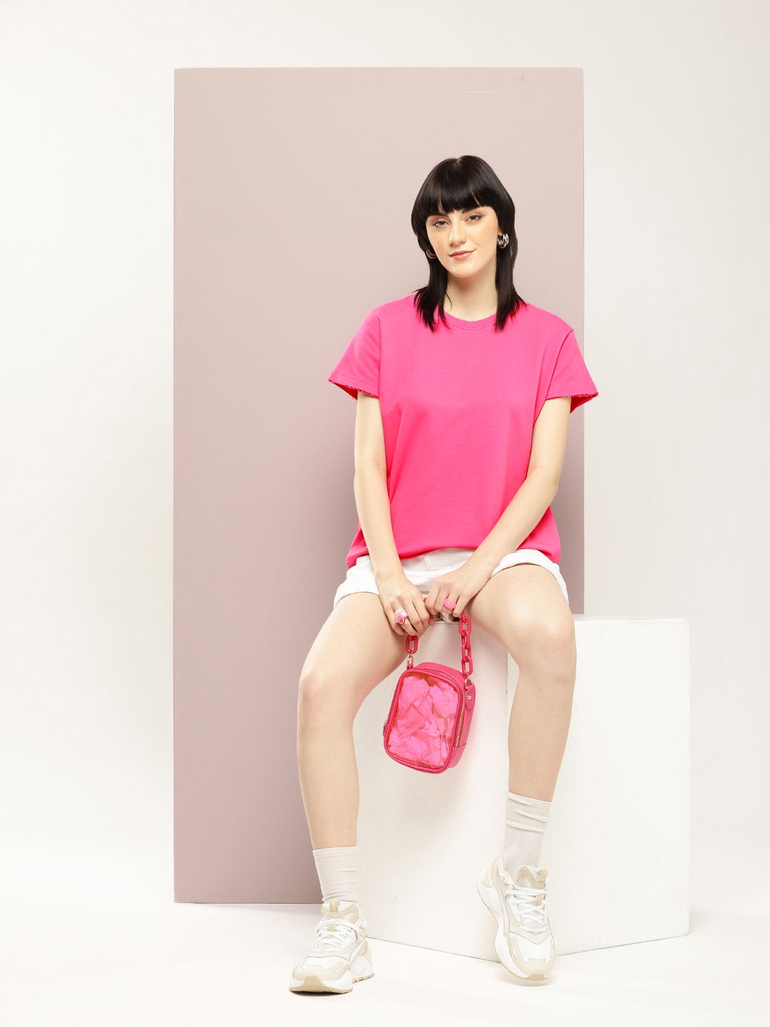 DILLINGER Women Ultra Soft Drapey Cotton Crew Neck Boxy T-Shirt