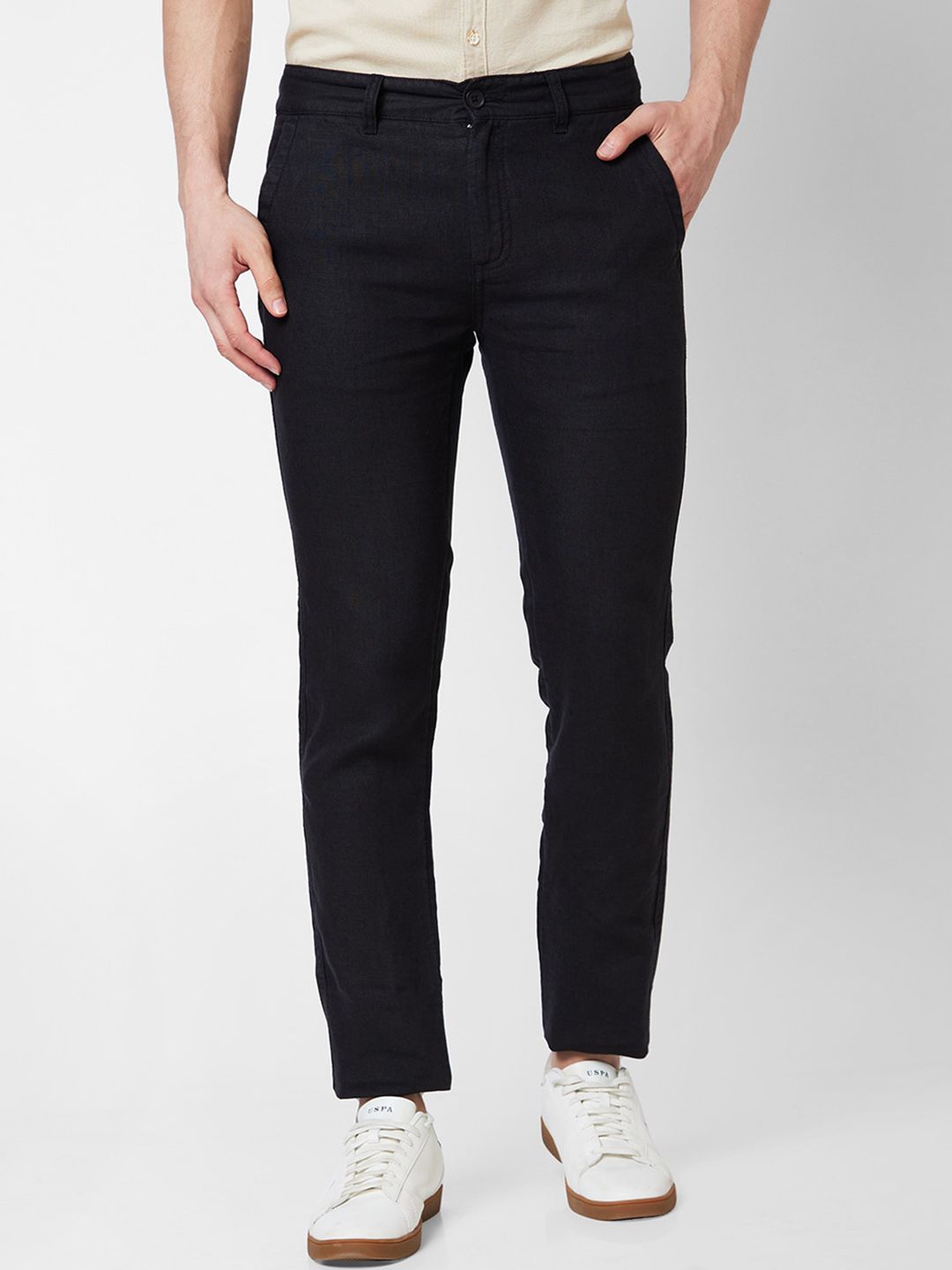 SPYKAR Men Linen Regular Fit Trousers