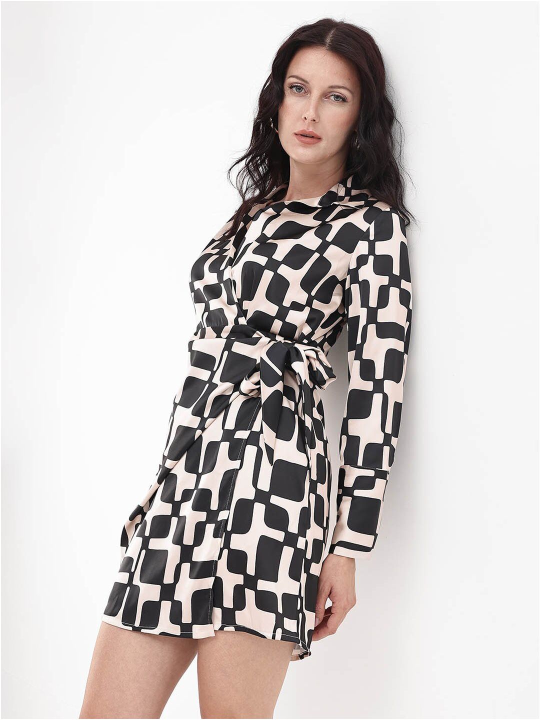 RAREISM Shirt Collar Wrap Mini Dress