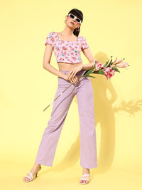 DressBerry Pink Floral Bustier Top