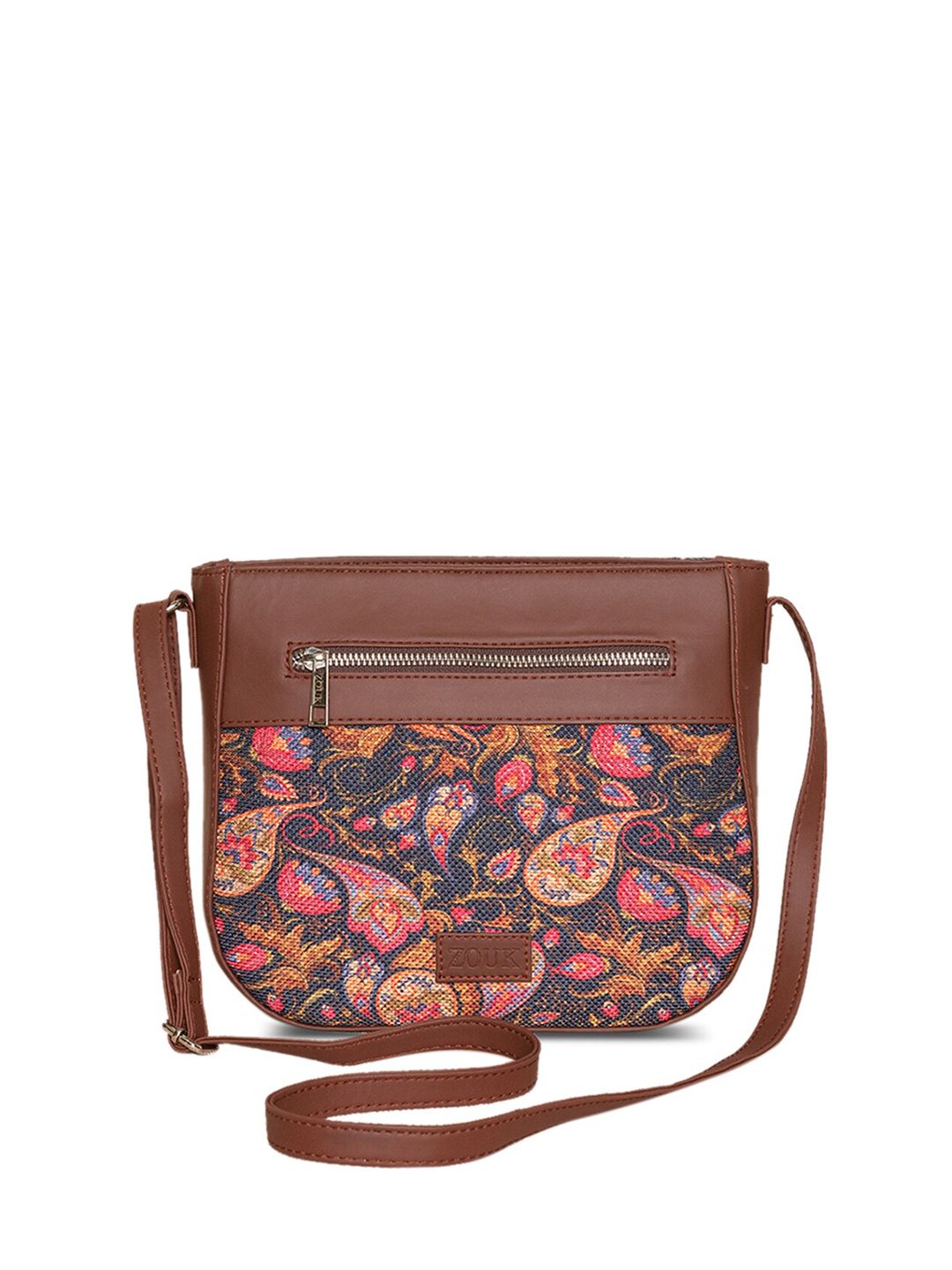 ZOUK Multicoloured Floral Printed Structured Sling Bag