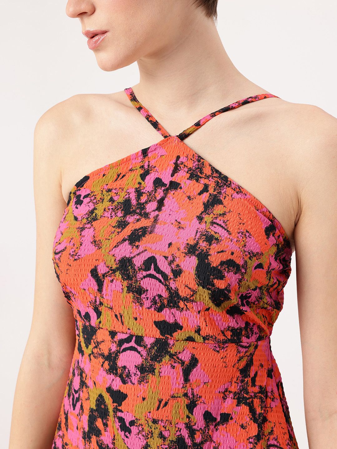 DressBerry Blushing Picasso Straps A-Line Mini Dress