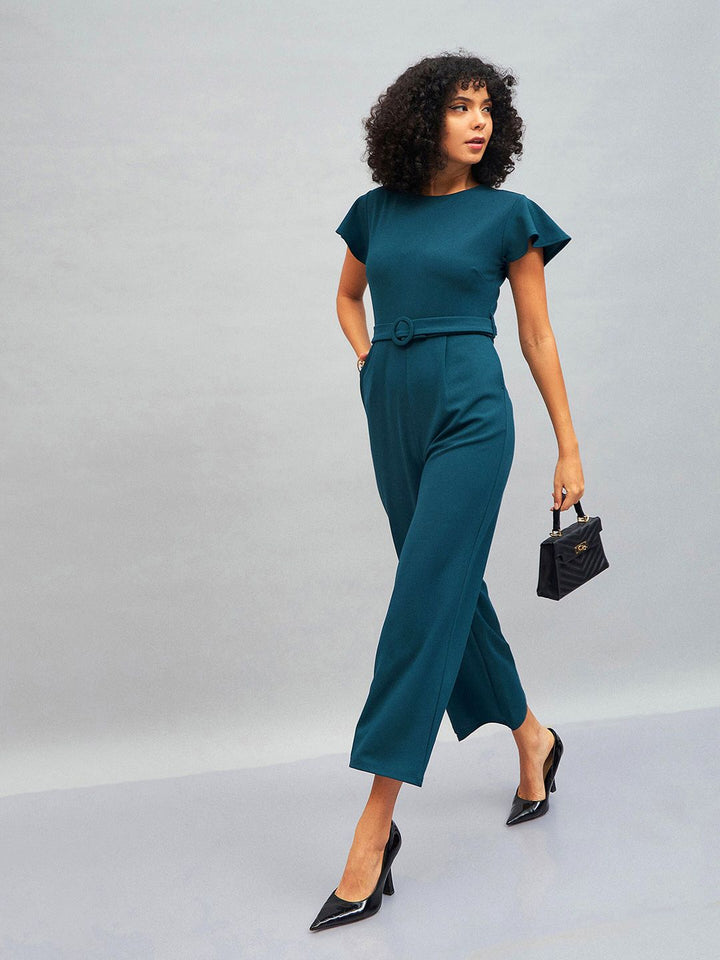 SASSAFRAS Green Belted Basic Jumpsuit