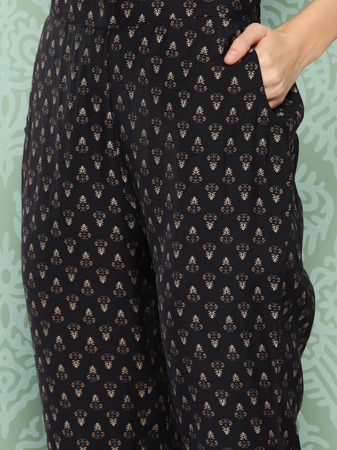 Libas Ethnic Motifs Printed Thread Work Detail Straight Kurta with Trousers & Dupatta