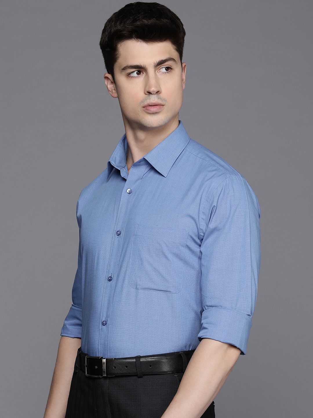 Raymond Men Pure Cotton Slim Fit Micro Checked Formal Shirt