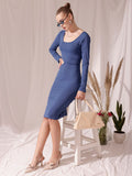 STREET 9 Ribbed Long Sleeves Sheath Dress