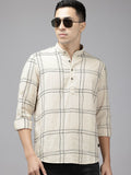 SPYKAR Cotton-Linen Checked Casual Shirt