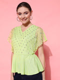 STREET 9 Lime Green Embellished Top