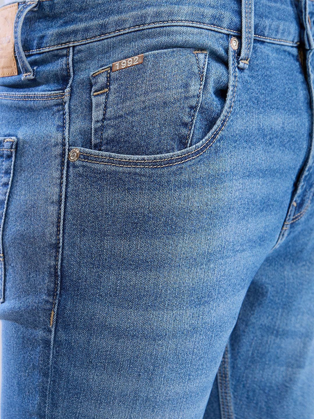 SPYKAR Men Slim Fit Low-Rise Heavy Fade Clean Look Stretchable Jeans