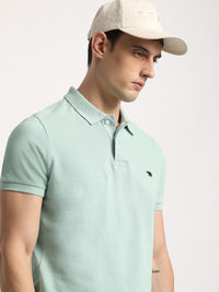 THE BEAR HOUSE Men Solid Slim Fit Cotton Polo Collar T-Shirts