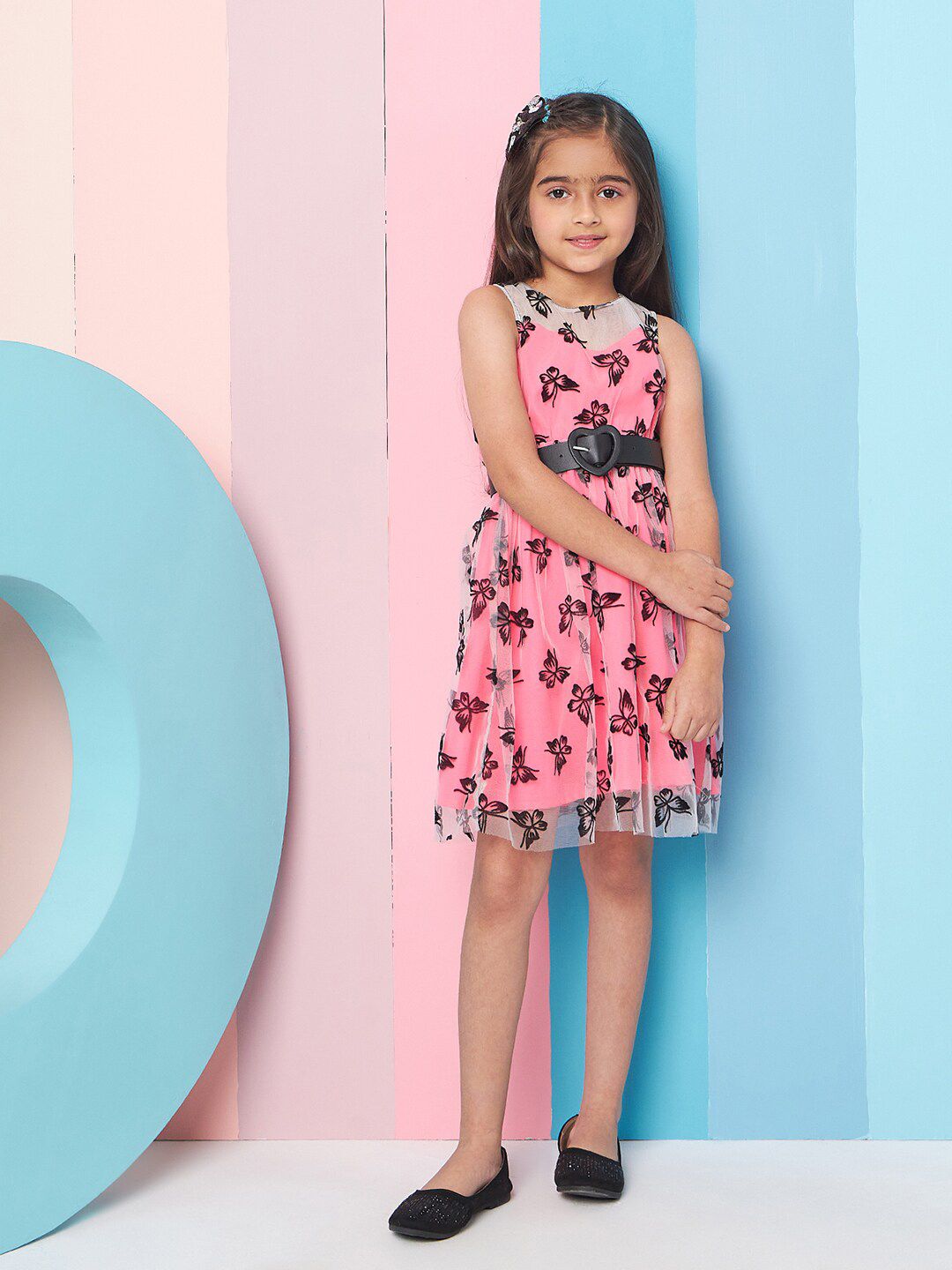 pspeaches Girls Floral Printed Fit & Flare Dress