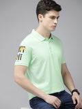 SPYKAR Pure Cotton Typography Printed Polo Collar Slim Fit T-shirt