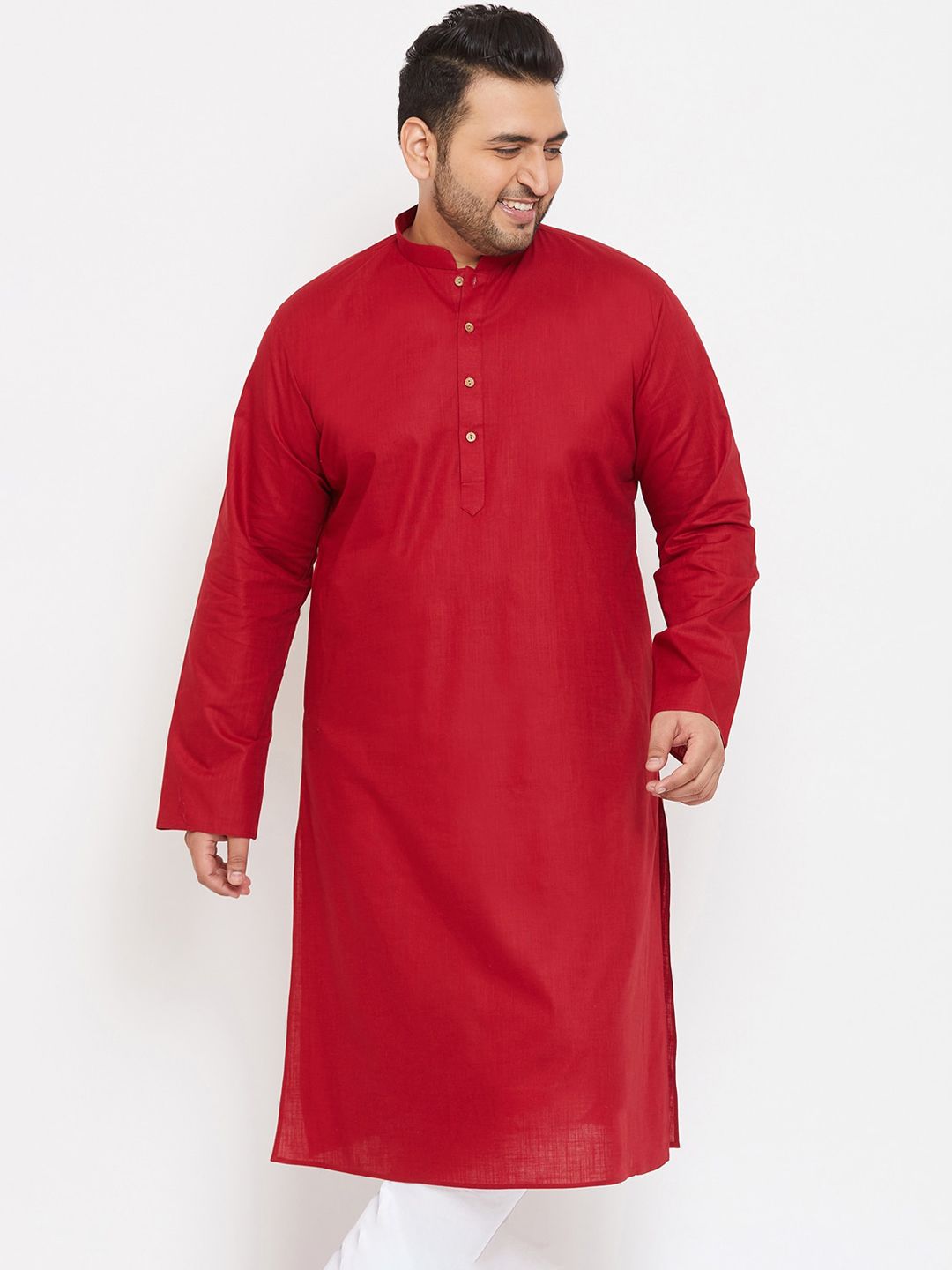 VASTRAMAY Men Plus Size Mandarin Sleeve Kurta