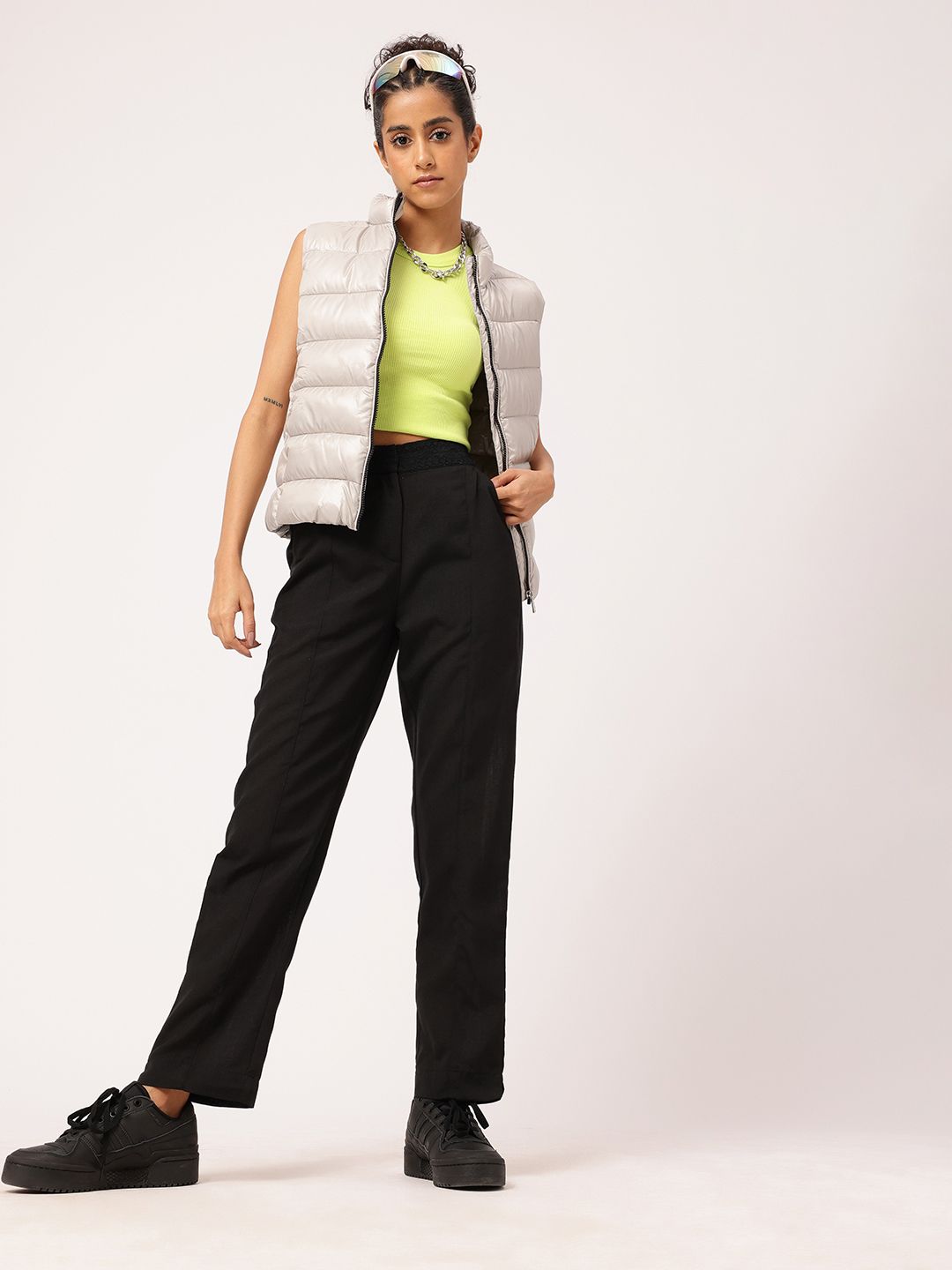 Women Soft Edgy Meets Chic High-Rise Trousers