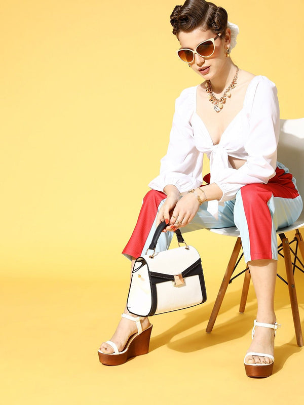 Berrylush Women Classic White Solid Wrap It Up Top