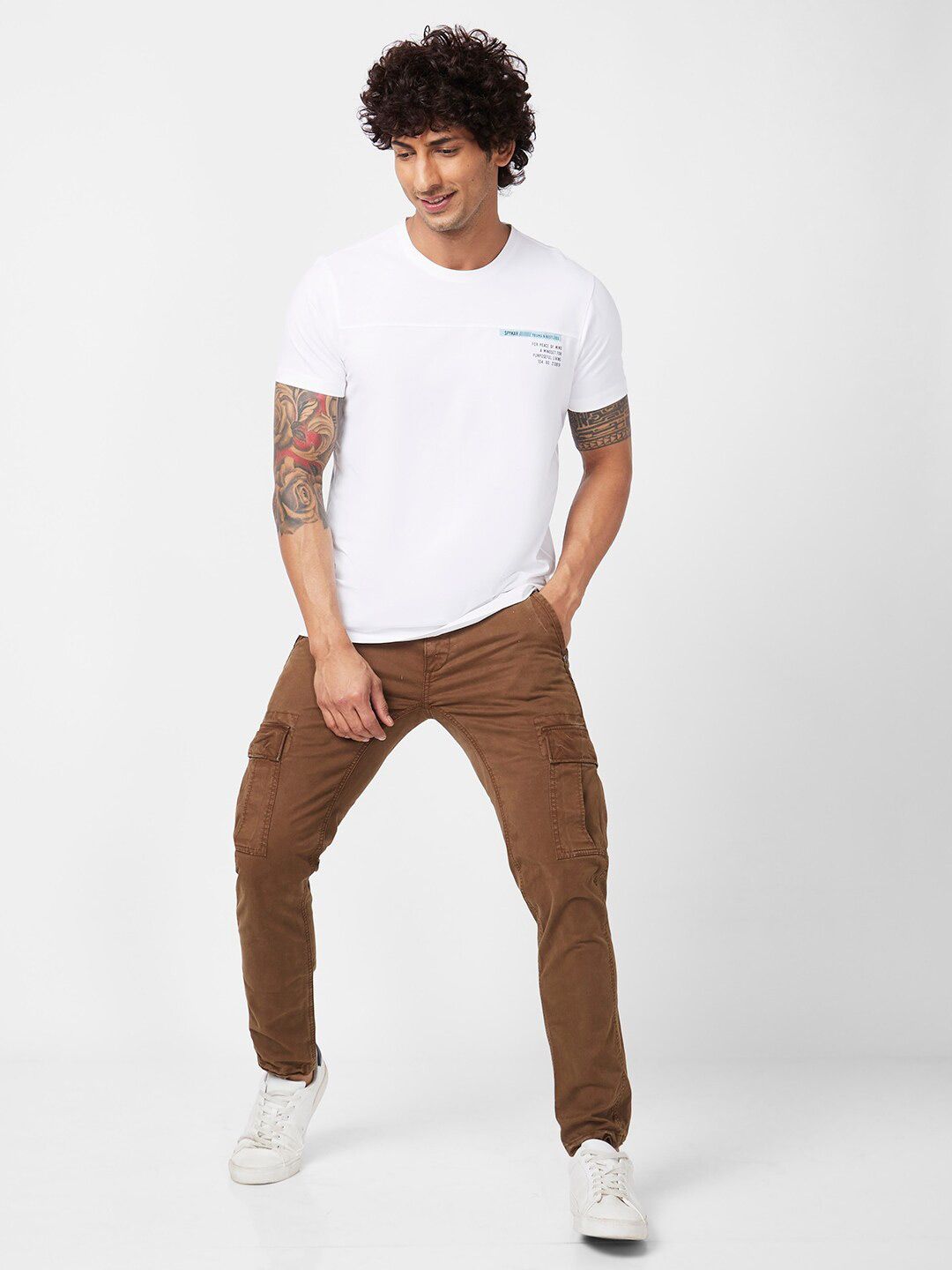 SPYKAR Typography Printed Round Neck Cotton Slim Fit T-shirt