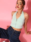 STREET 9 Women Alluring Turquoise Blue Solid Top