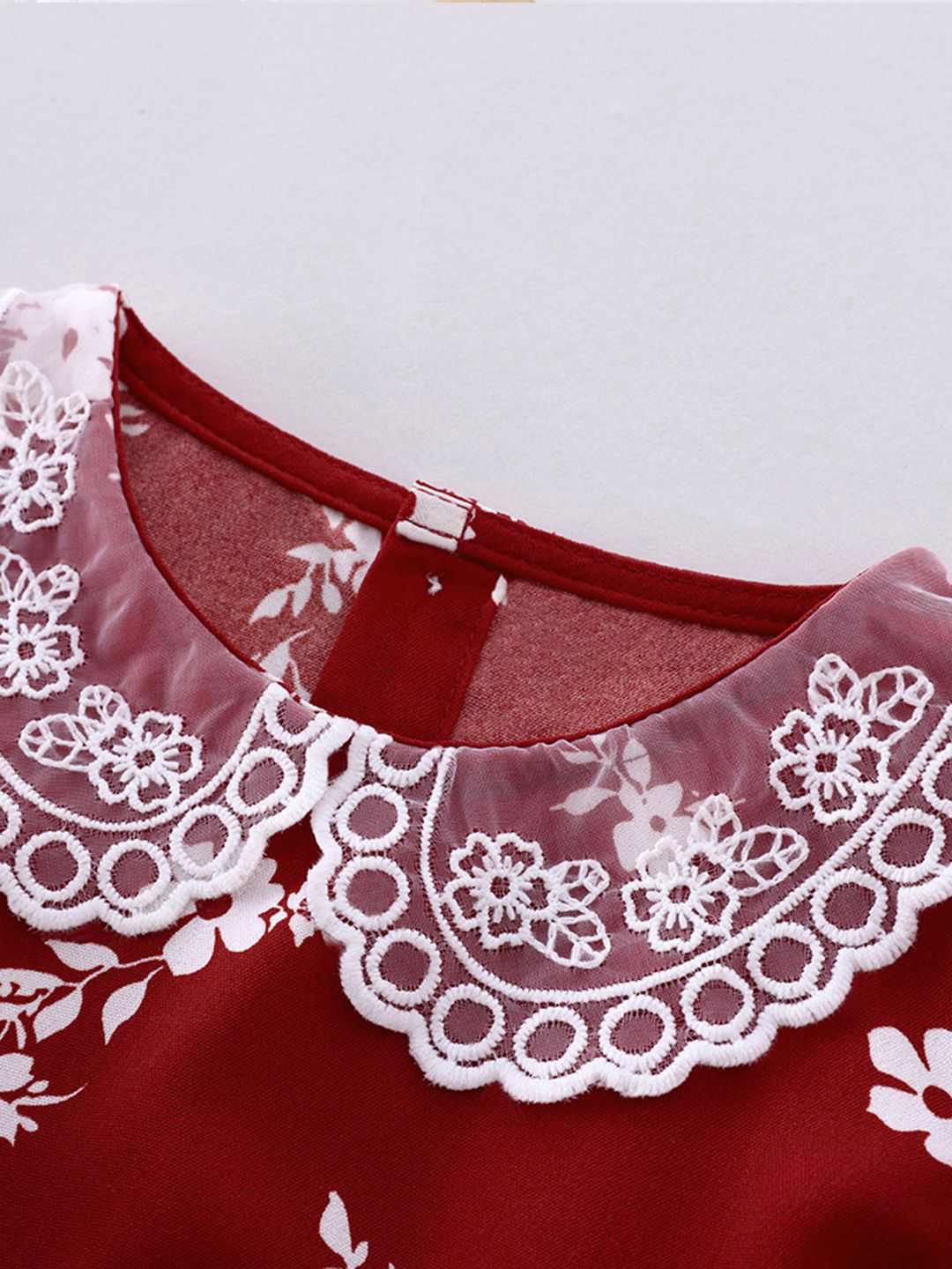 YK Girls Floral Printed Peter Pan Collar Tie-Ups Detail Dress