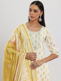 Libas Floral Printed Regular Sequinned Kurta with Palazzo & Dupatta