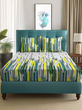 Story@home Arena White & Grey Printed 180 TC Queen Bedsheet & 2 Pillow Covers
