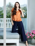 DressBerry Satin-Finish V-Neck Shirt Style Top