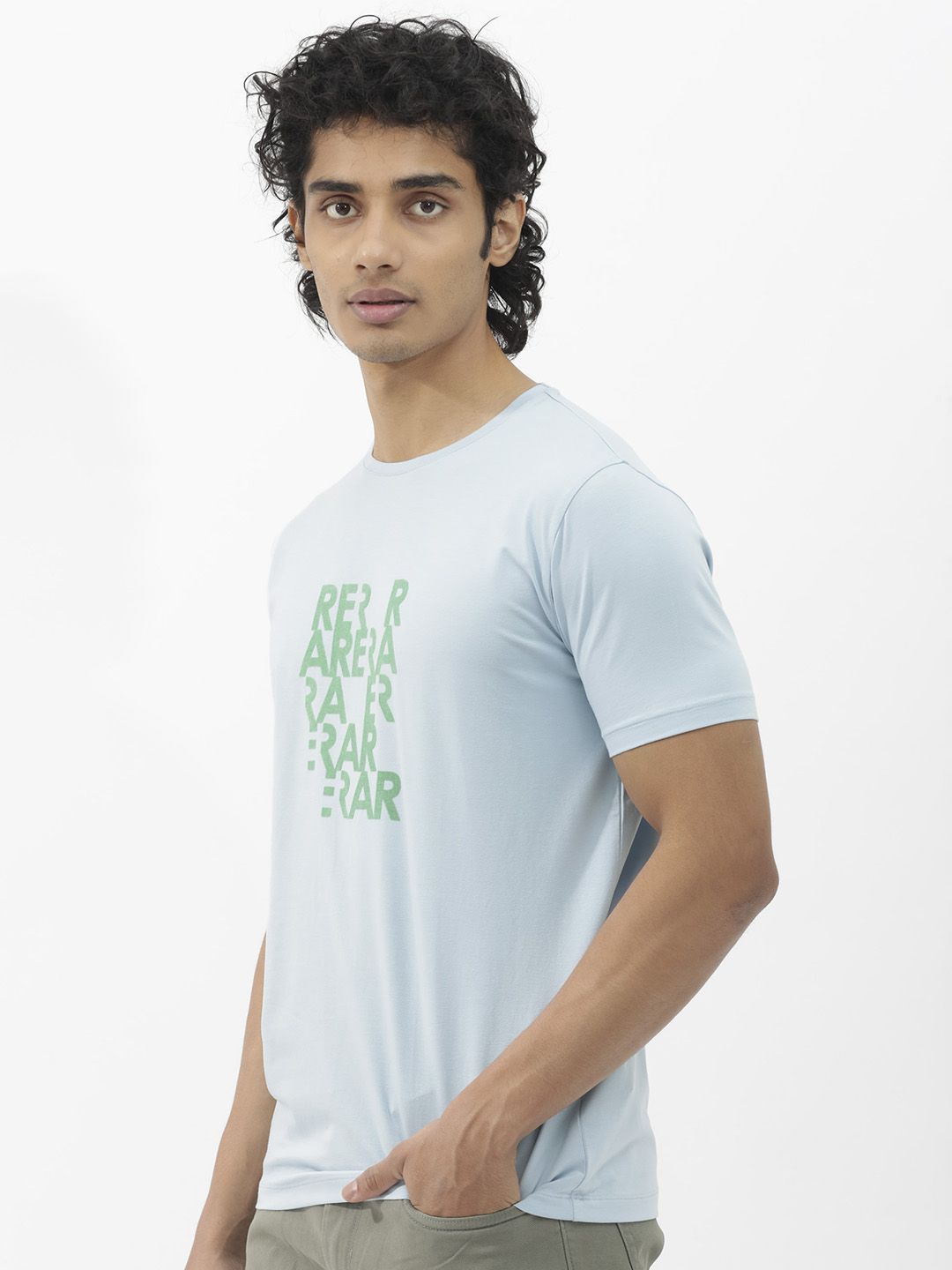 RARE RABBIT Men Akro Typography Printed Cotton Slim Fit T-Shirt