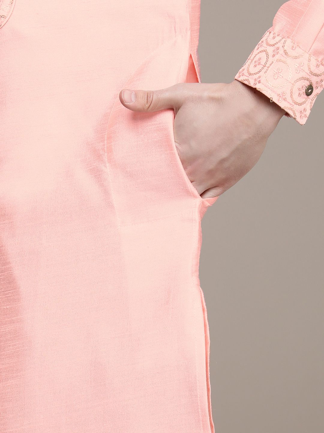 House of Pataudi Ethnic Motifs Yoke Design Sequinned Jashn Kurta