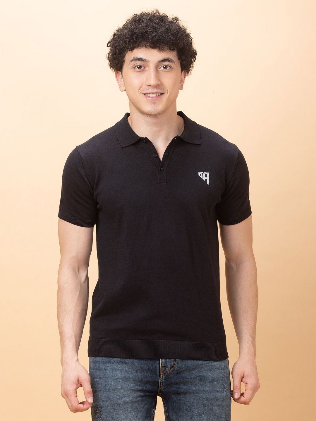 Being Human Men Polo Collar Applique T-shirt