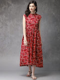 Anouk Women Red Floral Print A-Line Kurta