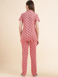 Sweet Dreams Red & Black Conversational Printed Pure Cotton Night Suits