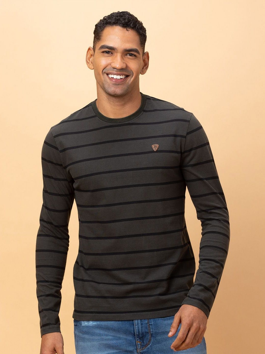 Being Human Men Striped Applique T-shirt