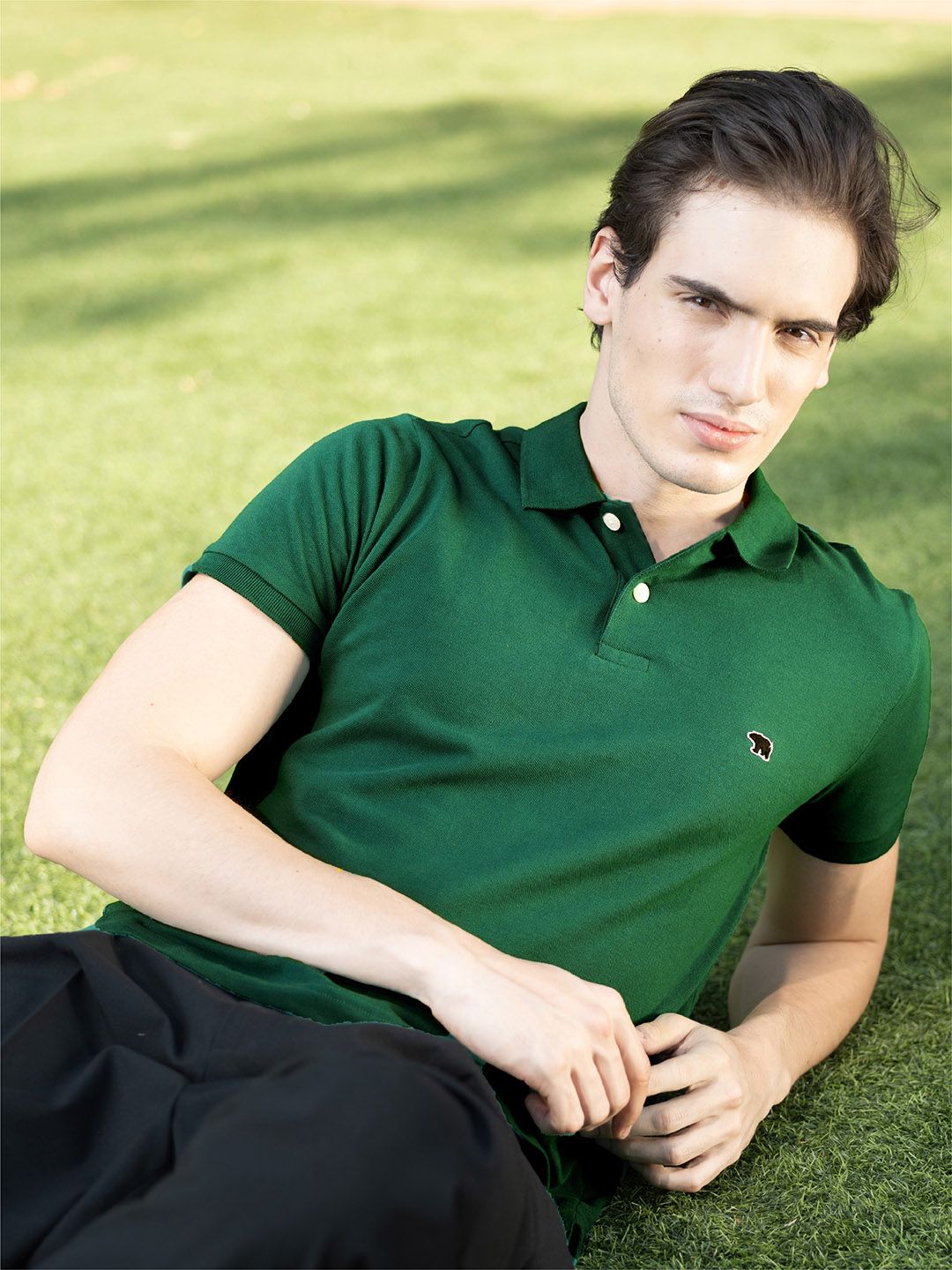 THE BEAR HOUSE Polo Collar Slim Fit Pure Cotton T-shirt