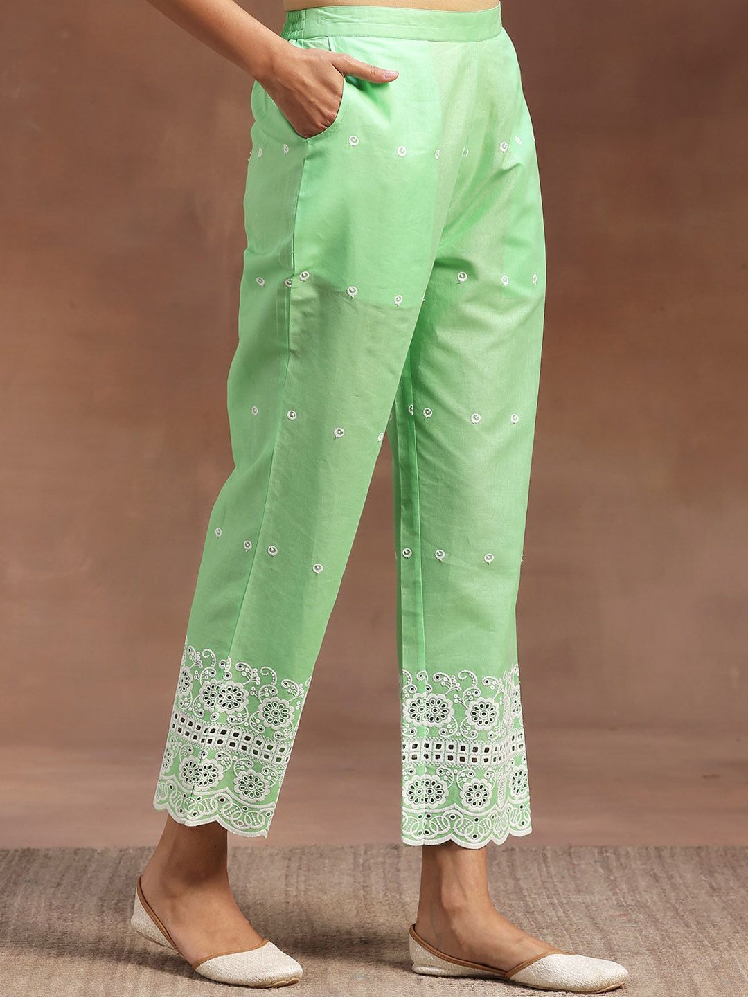 Libas Shoulder Strap Thread Work Pure Cotton Kurta with Trousers