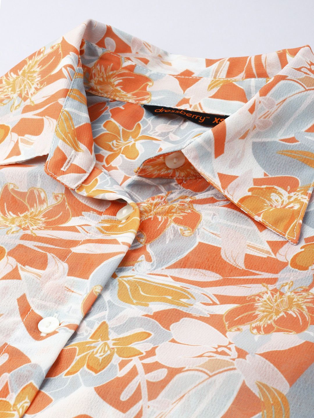 Holiday Charm Tropical Printed Puff Sleeves Shirt